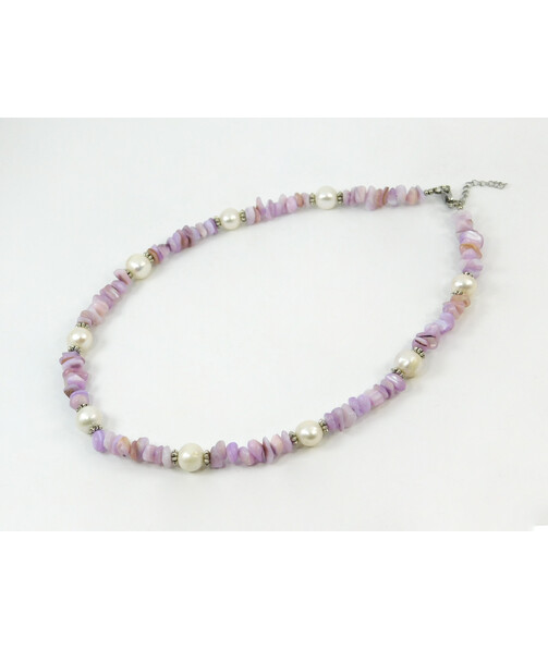 Exclusive necklace "Malana" Pearls, Mother of pearl crumb