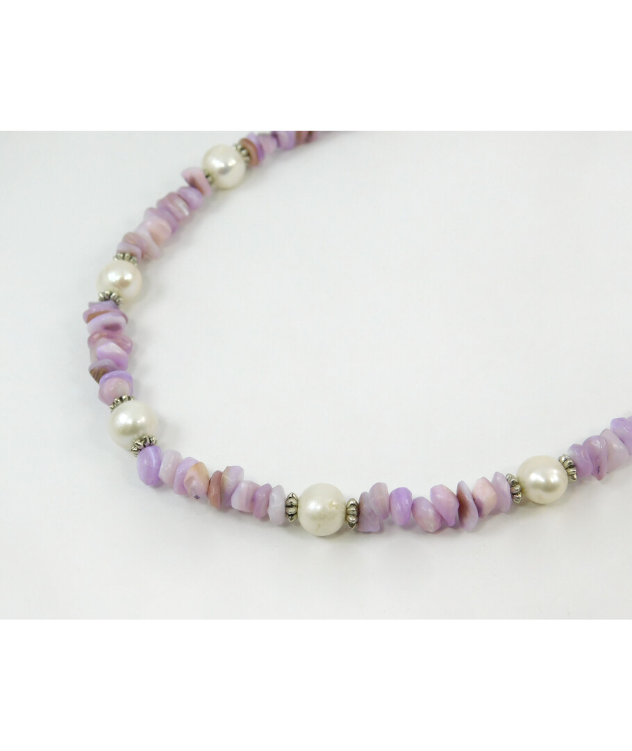 Exclusive necklace "Malana" Pearls, Mother of pearl crumb