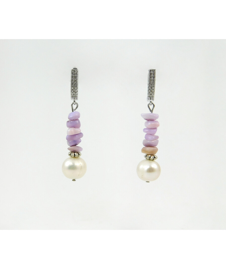 Exclusive earrings "Malana" Pearls, mother-of-pearl crumb