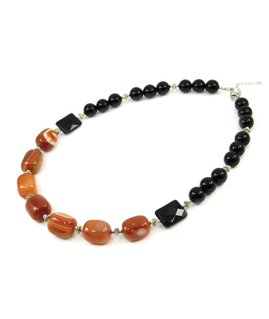 Exclusive necklace "Black dress" Agate barrel