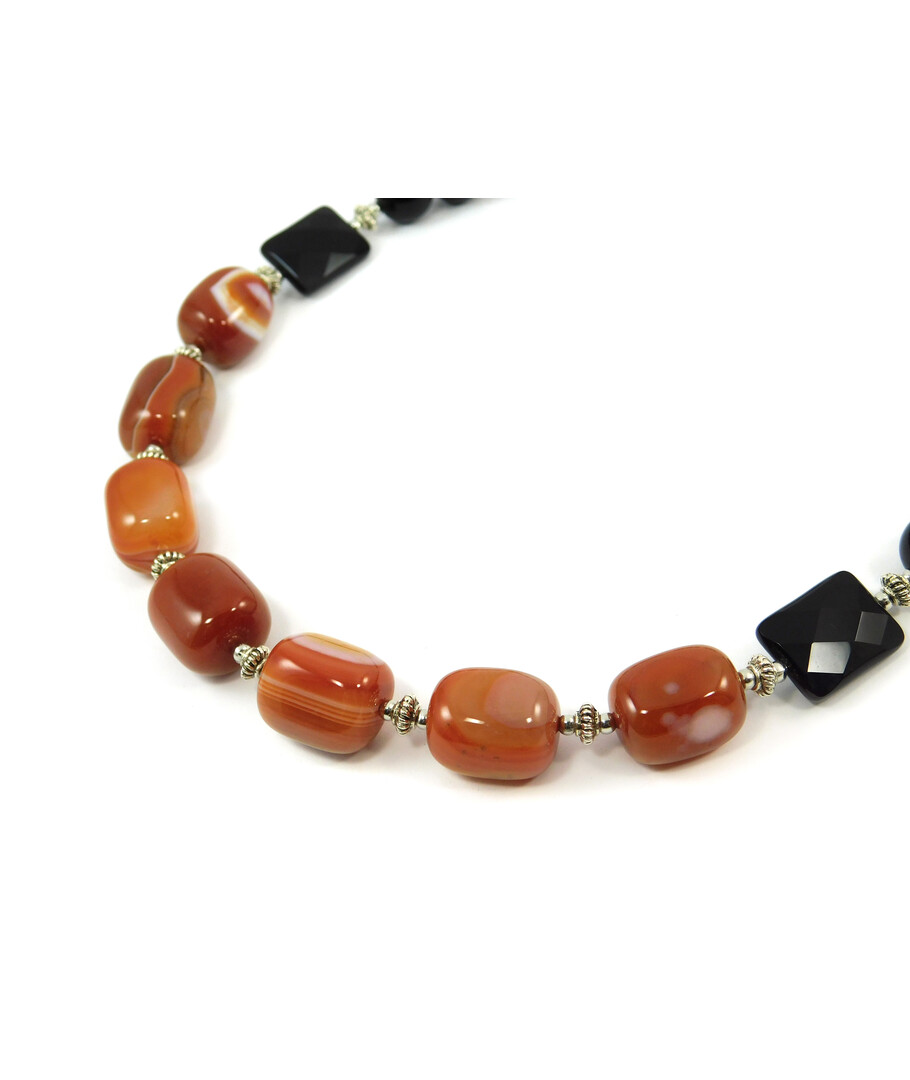 Exclusive necklace "Black dress" Agate barrel