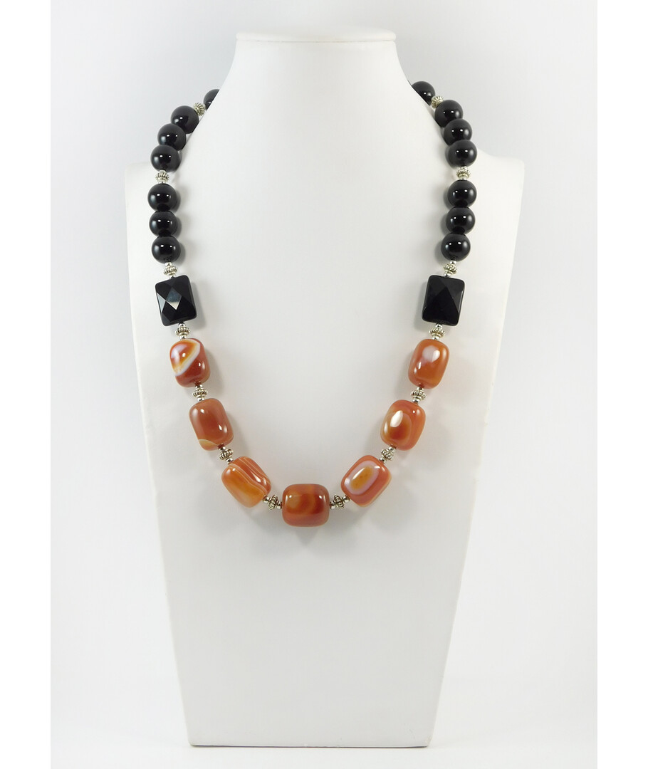 Exclusive necklace "Black dress" Agate barrel