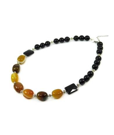 Exclusive necklace "Black dress" Agate barrel