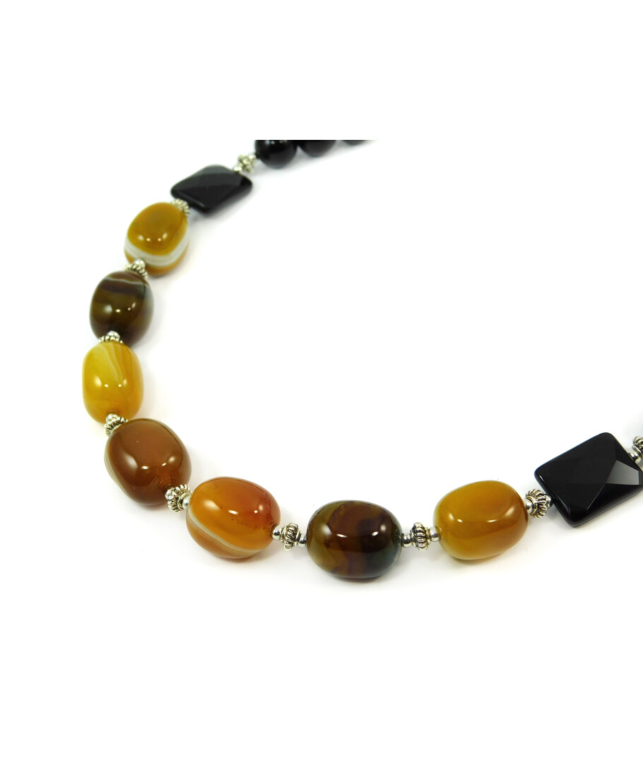 Exclusive necklace "Black dress" Agate barrel