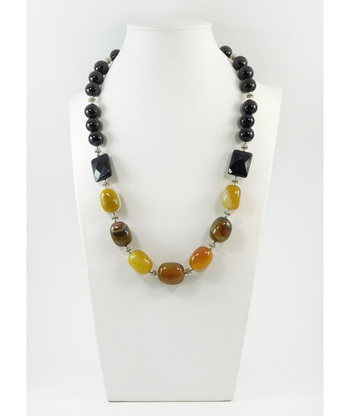 Exclusive necklace "Black dress" Agate barrel