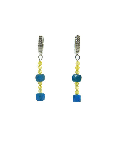 Exclusive earrings "Eligia" Apatite face cube, Zircon face