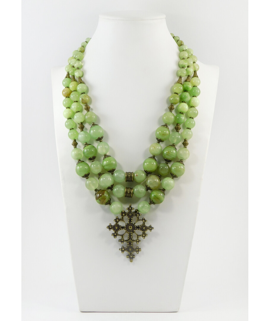 Exclusive necklace "Milena" Onyx, 3 rows