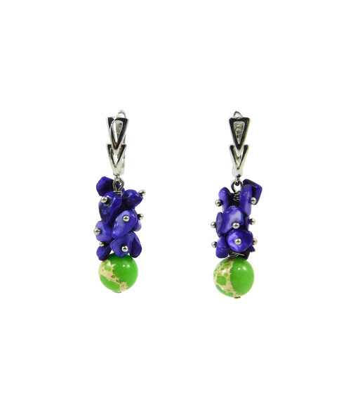 Exclusive earrings "Prima donna" Variscite, Mother of pearl crumb