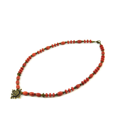 Exclusive necklace "Blagoda" Coral rondel, fig