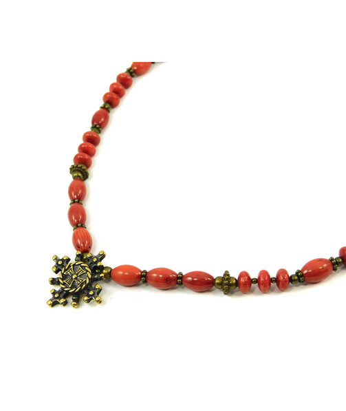 Exclusive necklace "Blagoda" Coral rondel, fig