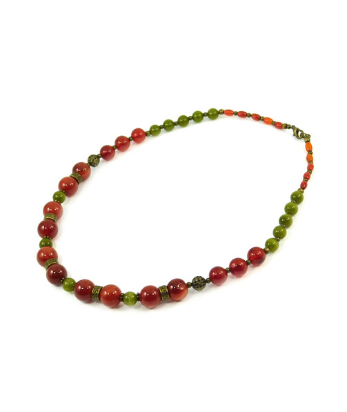 Exclusive necklace "Generous autumn" Carnelian, Cat's eye