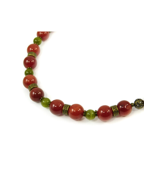 Exclusive necklace "Generous autumn" Carnelian, Cat's eye