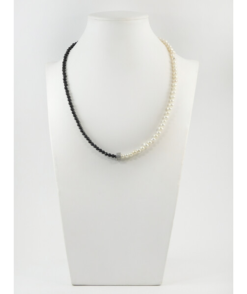 Exclusive necklace "Contrast" Tourmaline facet, Pearls, silver