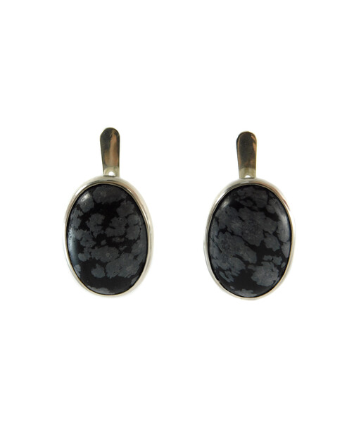 Obsidian earrings, silver