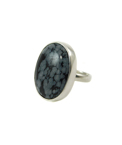 Obsidian ring, silver