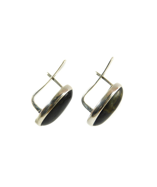 Tiger's eye earrings, silver