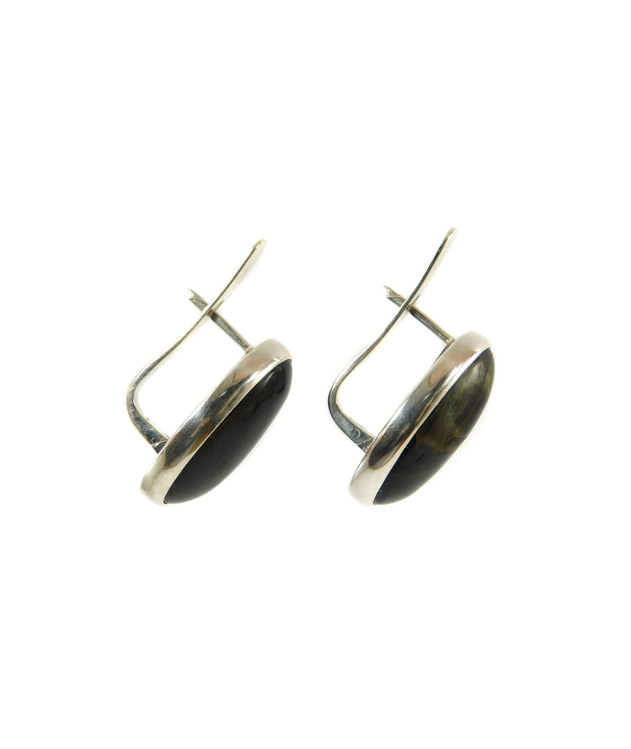 Tiger's eye earrings, silver