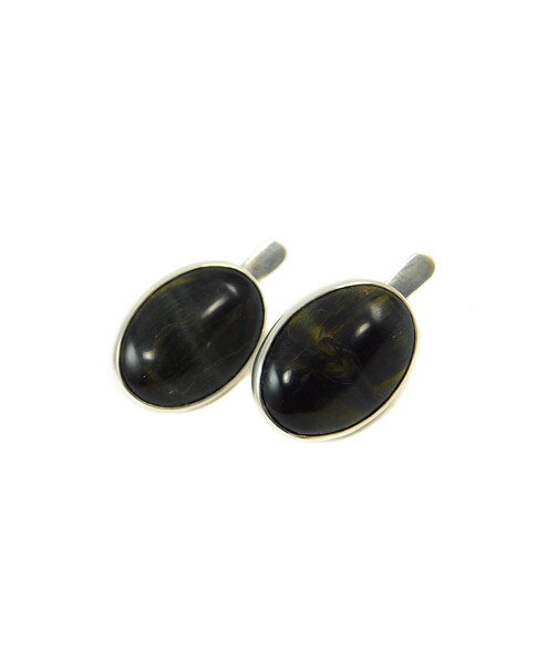 Tiger's eye earrings, silver