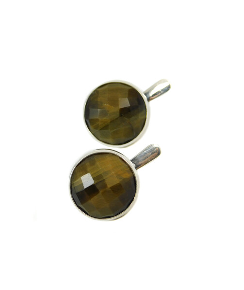 Tiger's eye earrings, silver