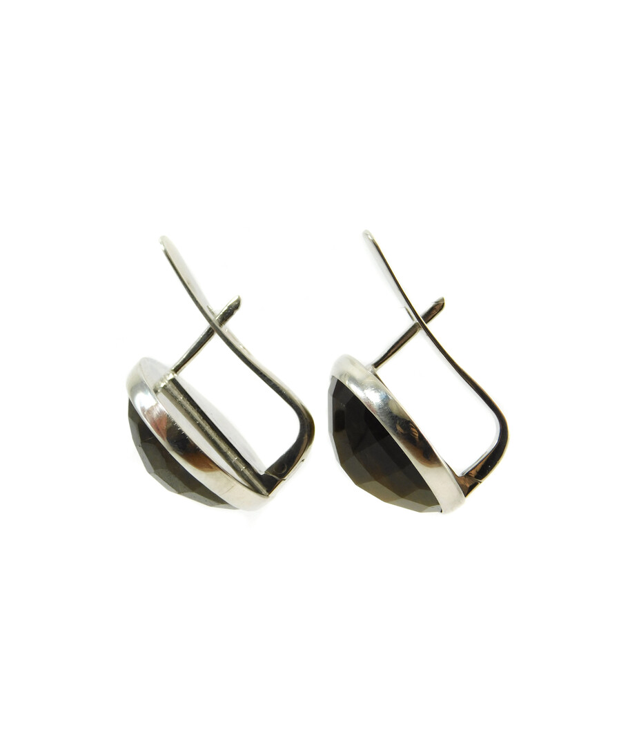 Tiger's eye earrings, silver