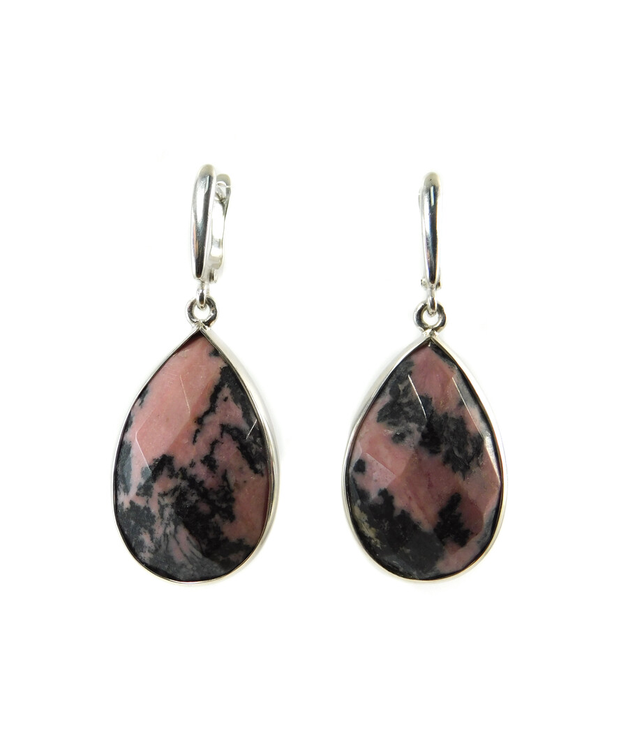 Rhodonite earrings, silver