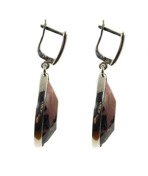 Rhodonite earrings, silver