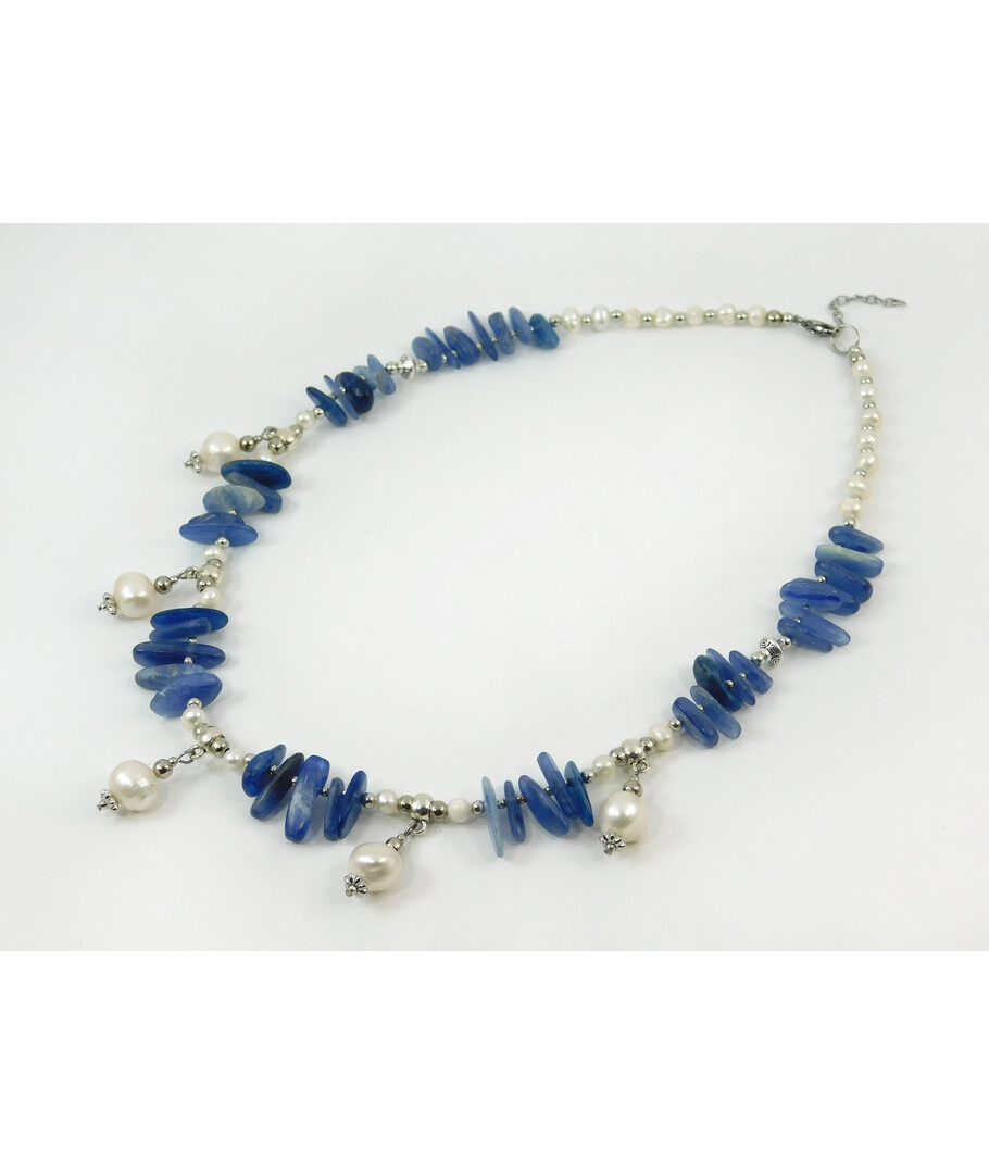 Exclusive necklace "Zarina" Kyanite schola, Pearls