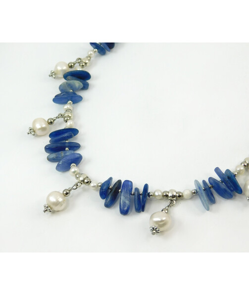 Exclusive necklace "Zarina" Kyanite schola, Pearls