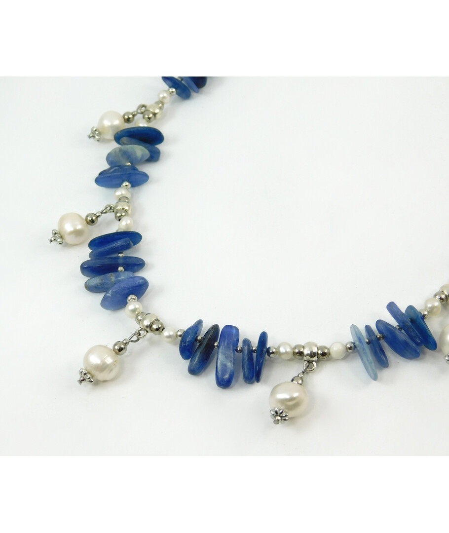 Exclusive necklace "Zarina" Kyanite schola, Pearls