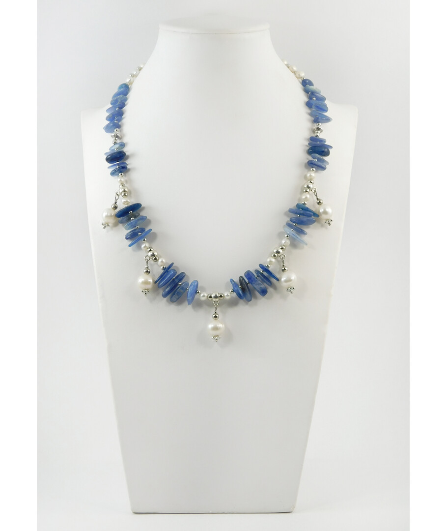 Exclusive necklace "Zarina" Kyanite schola, Pearls