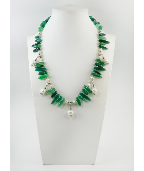 Exclusive necklace "Zarina" Chrysoprase, pearls