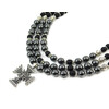 Exclusive necklace &quot;Herda&quot; Hematite, Shungite, 3 rows