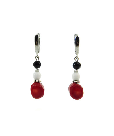 Earrings Coral galtovka, Agate