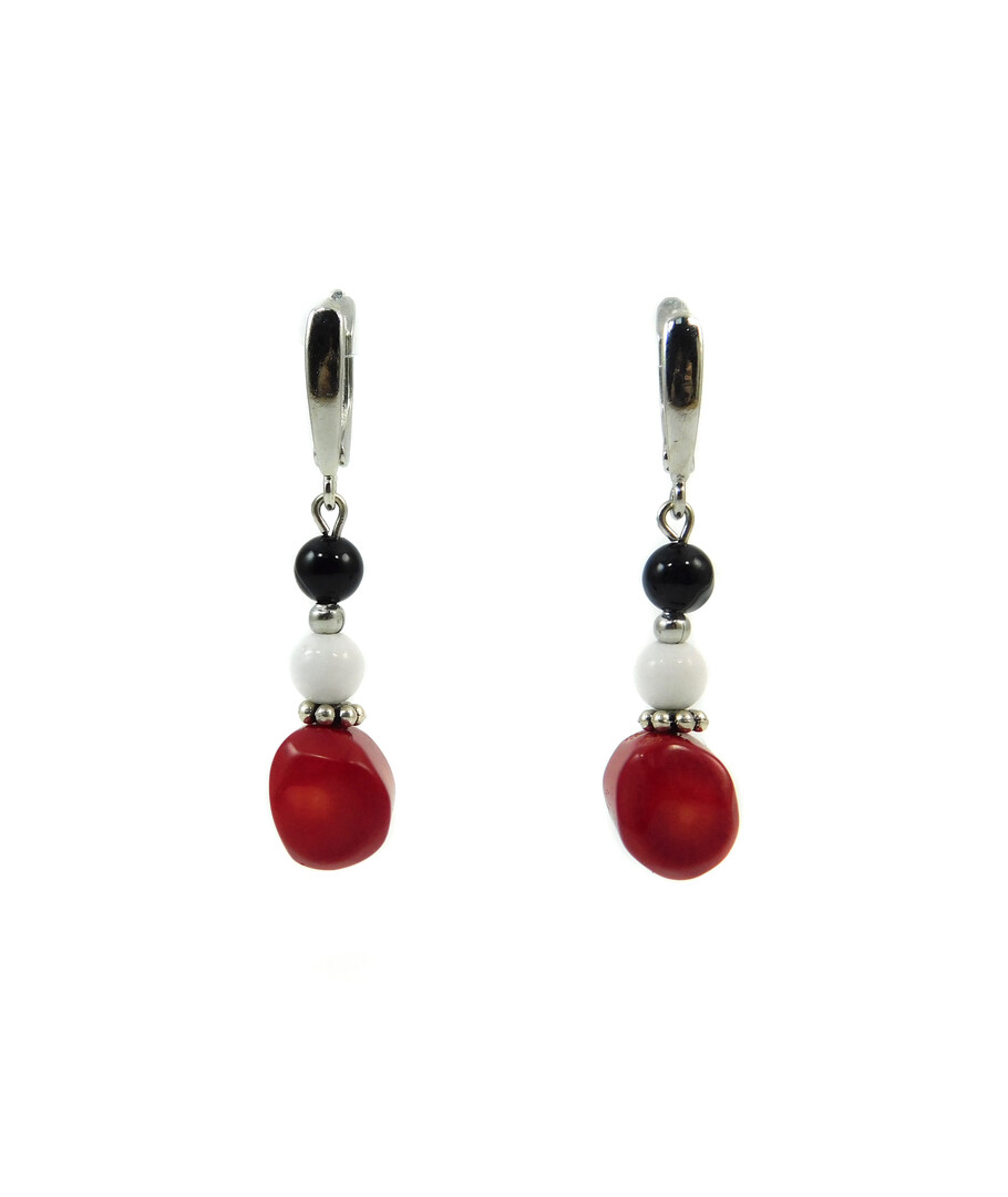 Earrings Coral galtovka, Agate