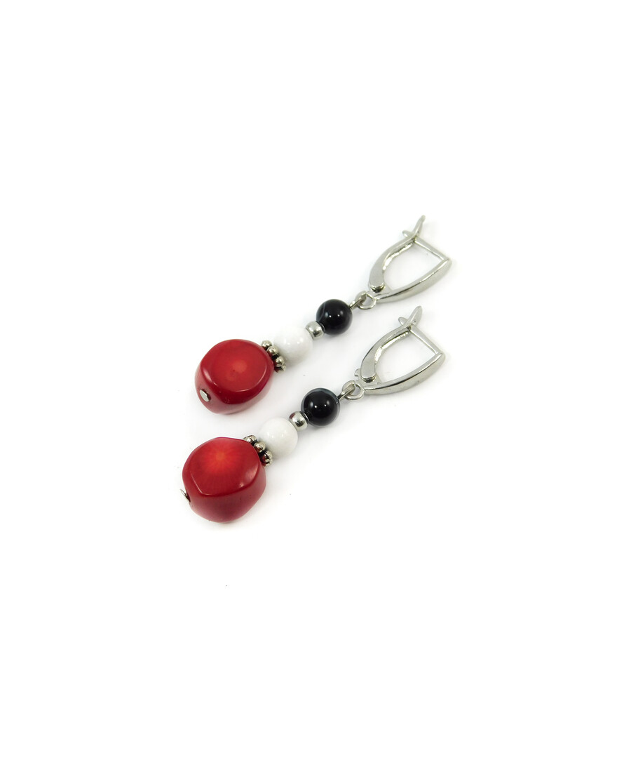 Earrings Coral galtovka, Agate