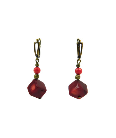 Earrings Coral cube