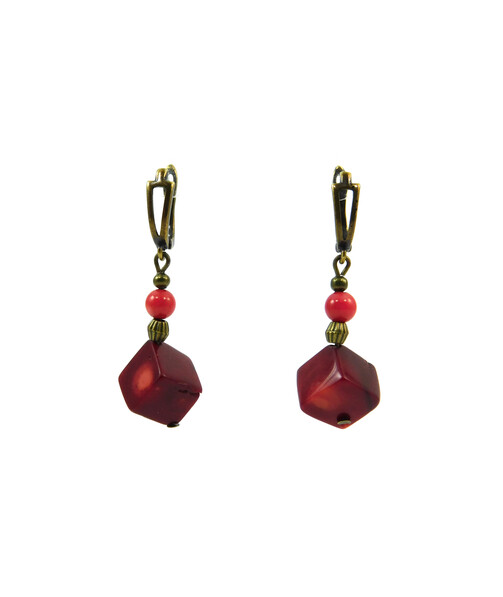 Earrings Coral cube