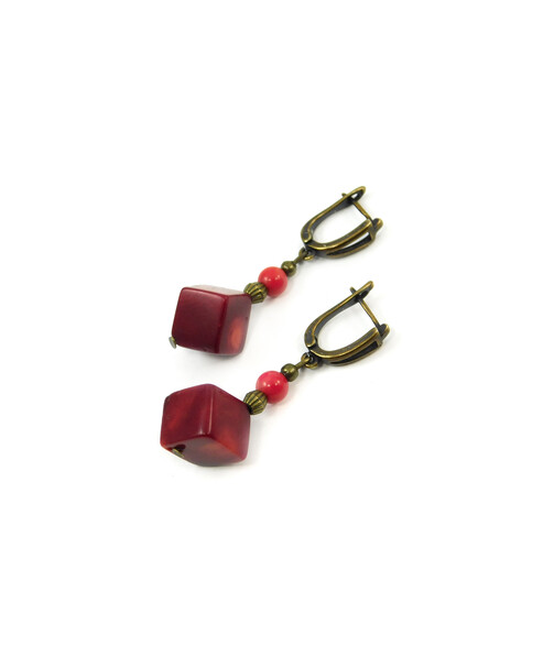 Earrings Coral cube