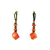 Coral orange cube earrings, rondel