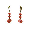 Earrings Coral spongy cube, rondel