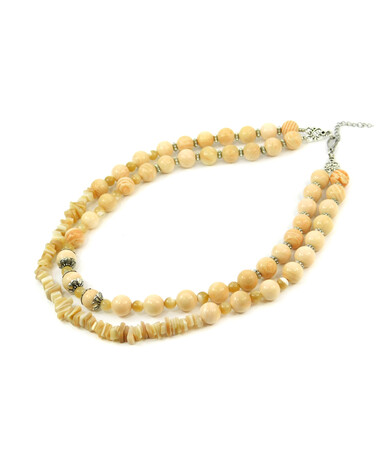 Exclusive necklace "Sol" Mother-of-pearl, crumb, 2 rows