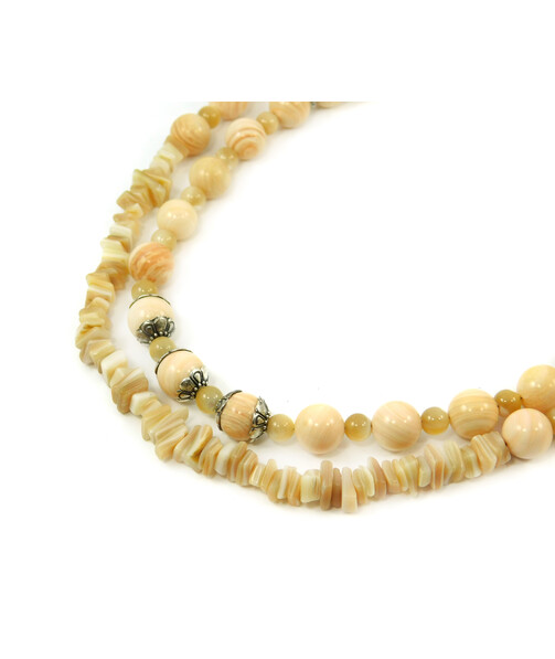 Exclusive necklace "Sol" Mother-of-pearl, crumb, 2 rows