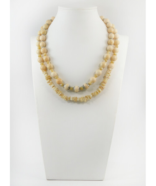 Exclusive necklace "Sol" Mother-of-pearl, crumb, 2 rows