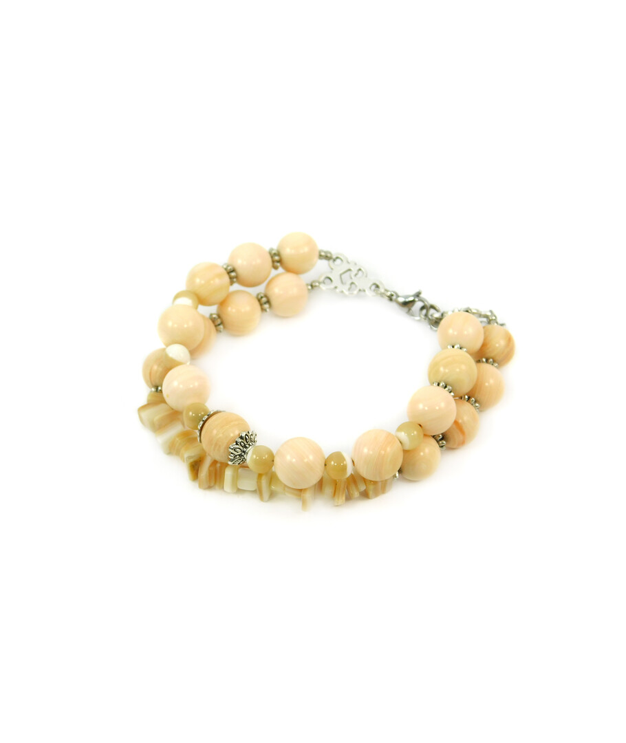 Exclusive bracelet "Solya" Mother-of-pearl, crumb, 2 rows