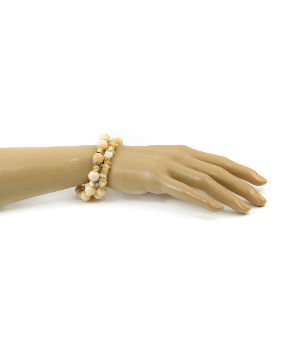 Exclusive bracelet "Solya" Mother-of-pearl, crumb, 2 rows