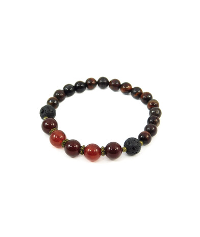 Exclusive bracelet Carnelian, Lava, Bull's eye