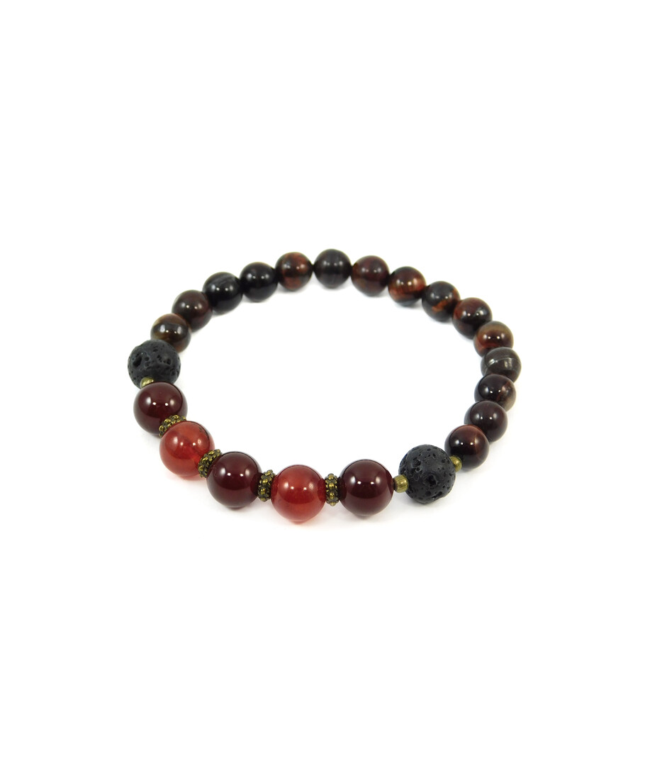 Exclusive bracelet Carnelian, Lava, Bull's eye