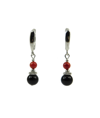 Exclusive earrings "Tripillia" Agate, Coral