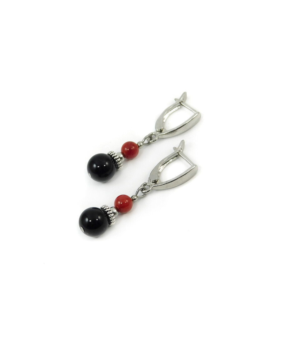 Exclusive earrings "Tripillia" Agate, Coral