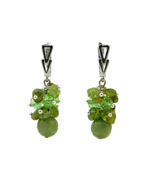 Exclusive earrings "Tiza" Jade facet, chrysolite crumb